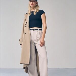 Elegant Cream Wide-Leg Pants